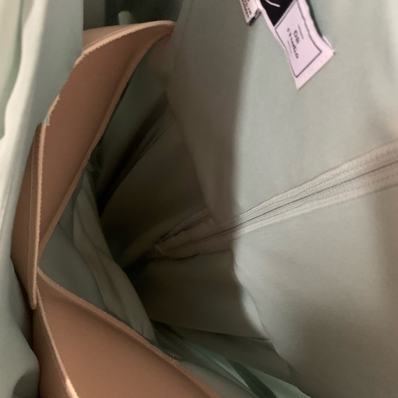 David’s bridal dusty sage cowl neck chiffon dress with slit - Picture 5 of 6